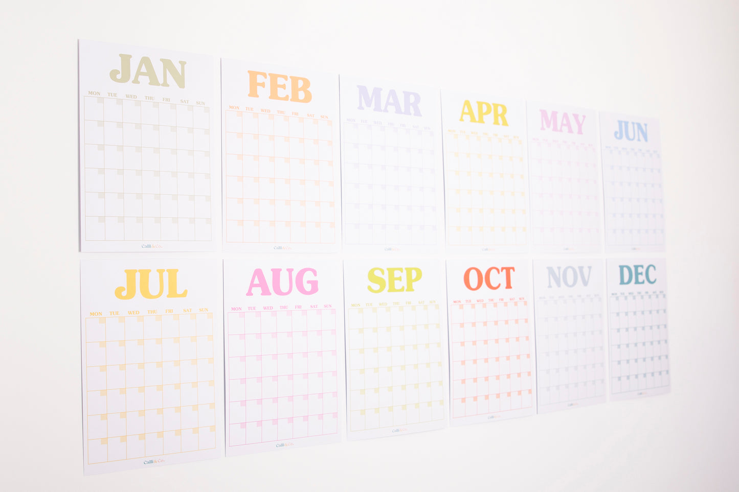 Large A4 Monthly Wall Planner | XL Colourful Planner | Perpetual Undated Design | Individual Pages