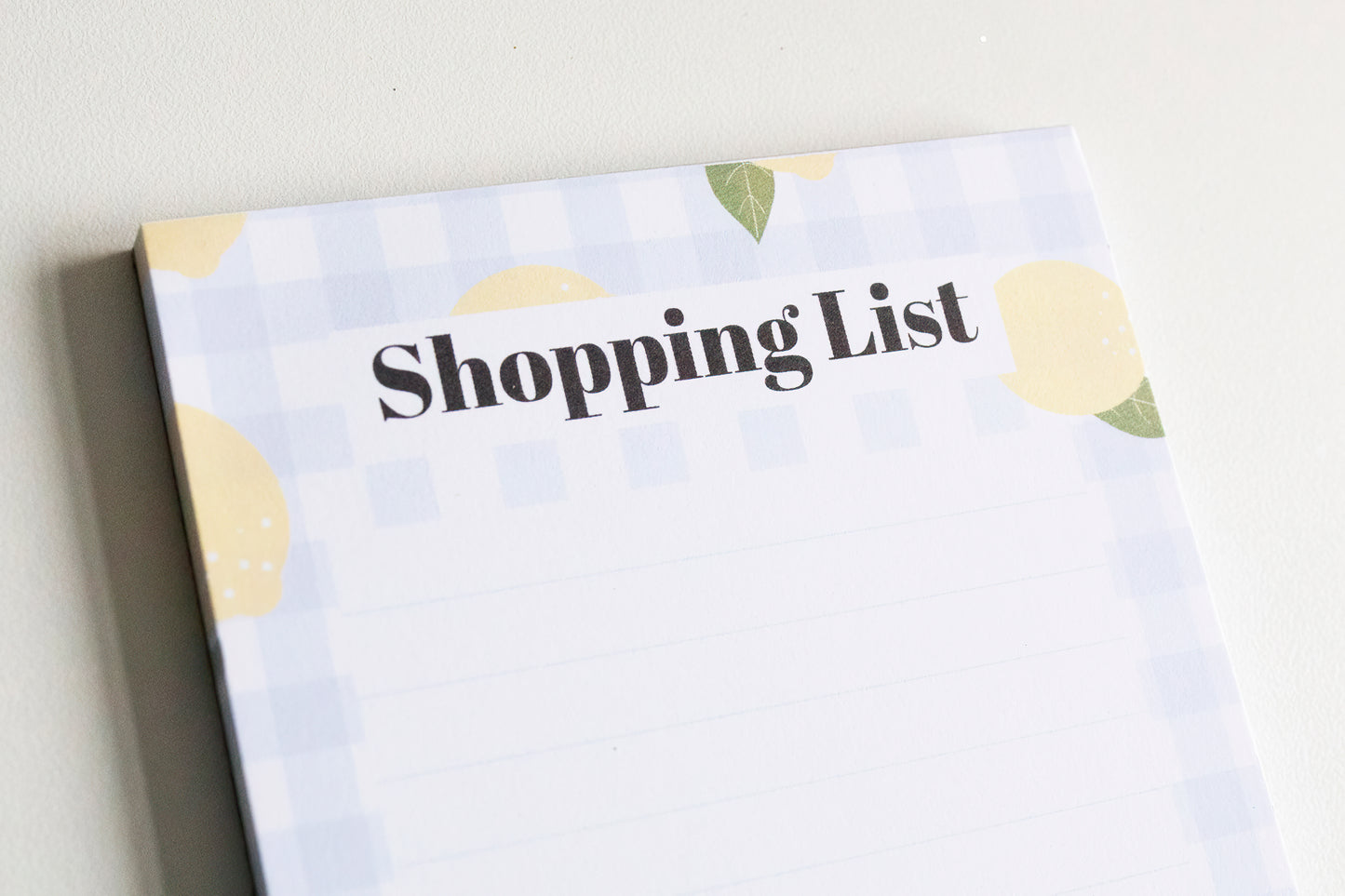 Lemon Gingham Shopping List Pad | DL Notepad for Fridge | Grocery List Pad | Magnetic Option | Kitchen Organiser | Tear-Off Pages