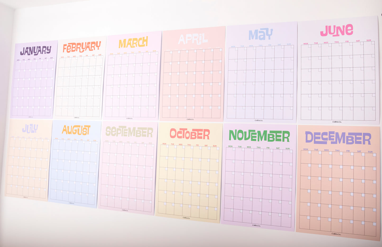 A3 Colorful Monthly Wall Planner | Undated Perpetual Calendar
