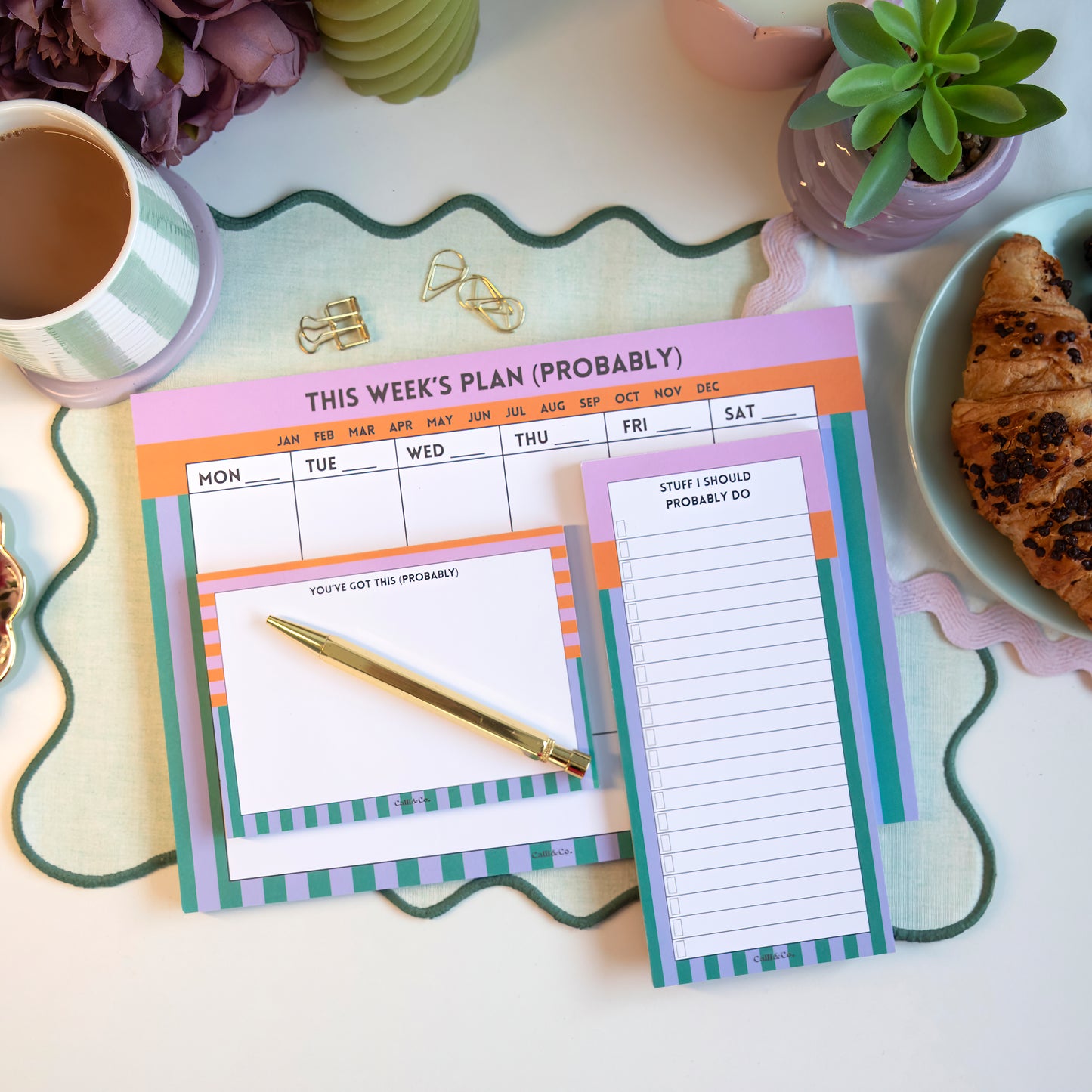 Colourful Stationery Bundle – Weekly Planner, Notepad, To-Do List