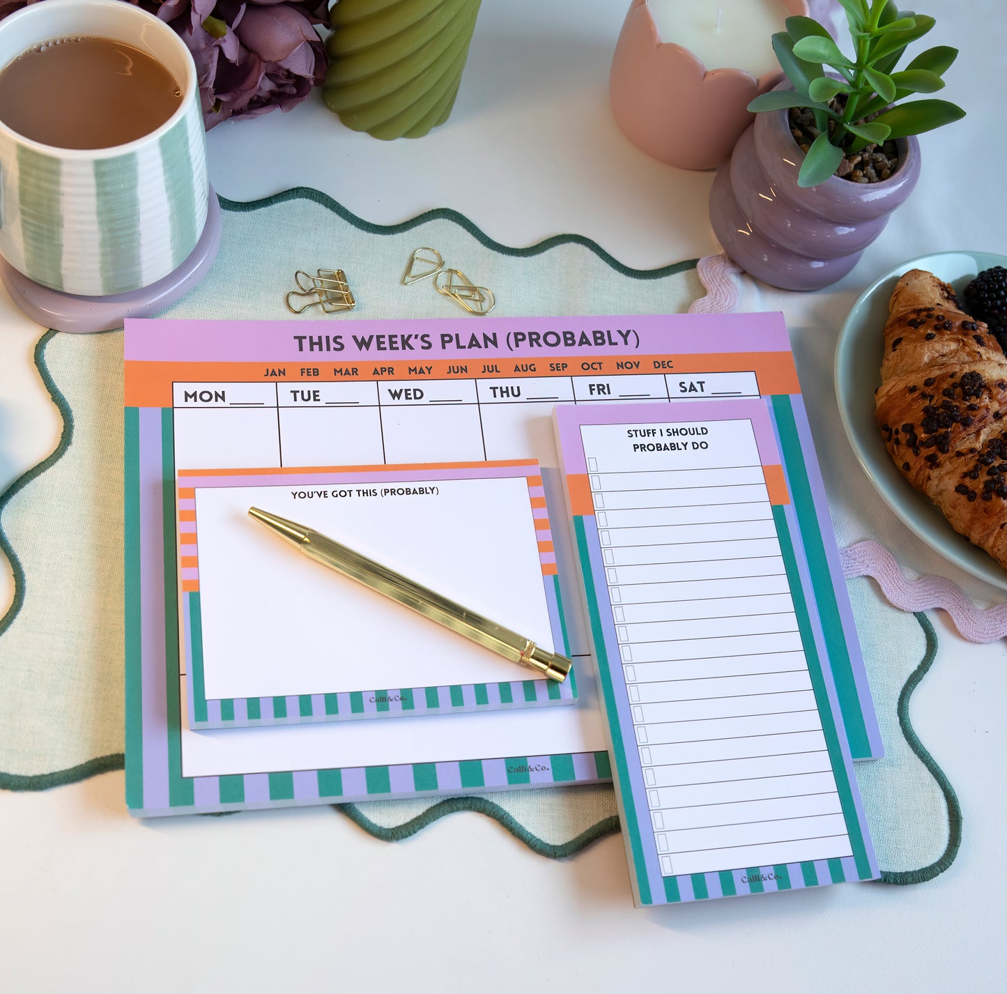 Colourful Stationery Bundle – Weekly Planner, Notepad, To-Do List
