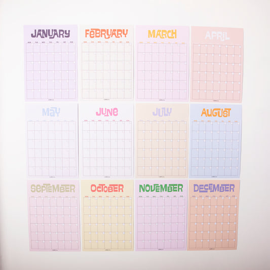 A3 Colorful Monthly Wall Planner | Undated Perpetual Calendar