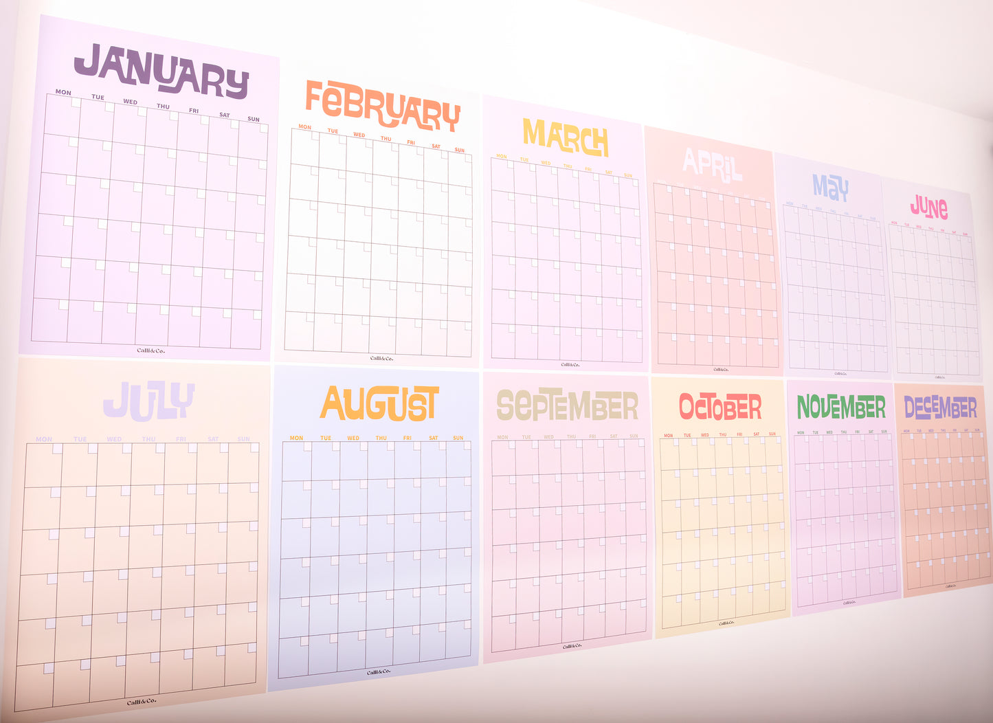 A3 Colorful Monthly Wall Planner | Undated Perpetual Calendar